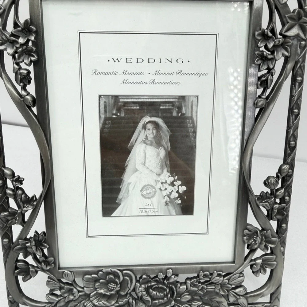 Wilton Pewter Wedding Photo Frame Floral Bells Romantic Memories Gift 5x7 NEW